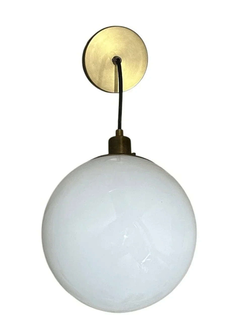 West Elm Milk Glass Globe & Bronze Hardware Hanging Pendant Lighting